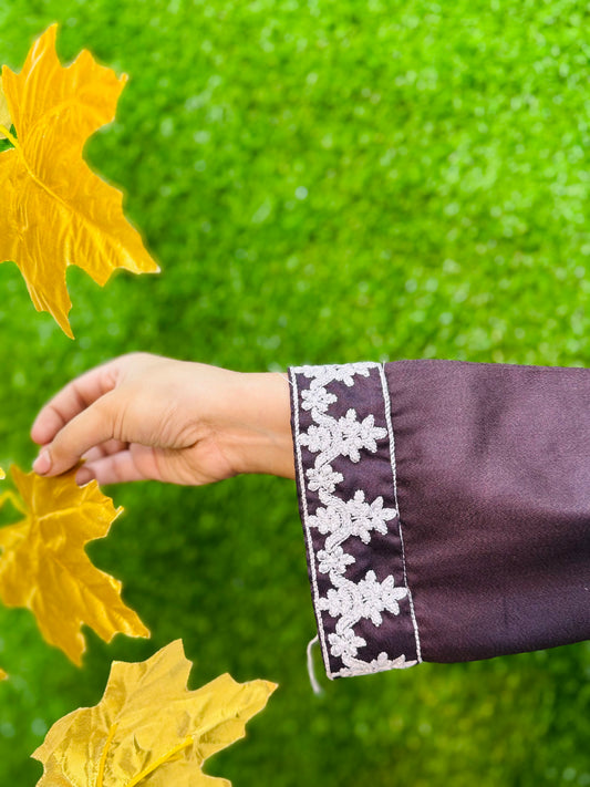 Minaar Embroidered stitched 2pcs dhanak Marina (Black)