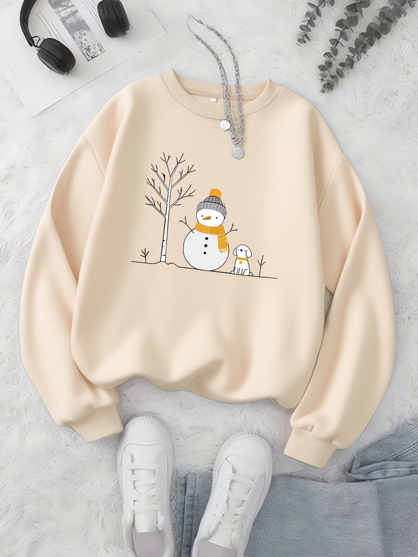 Snow bear sweatshirt for girls (Beige)