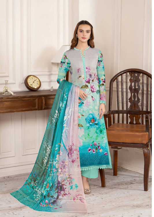 Zesh Digital printed lawn 3pcs