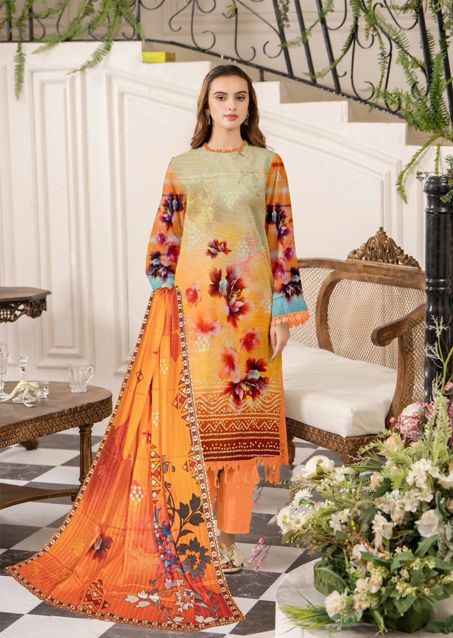 Zesh Digital printed lawn 3pcs