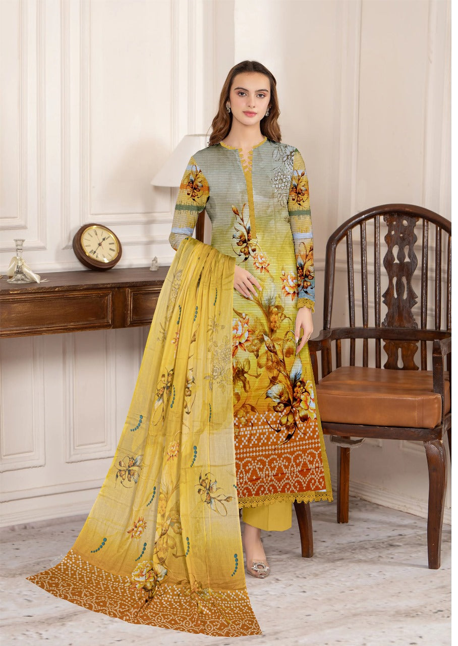 Zesh Digital printed lawn 3pcs