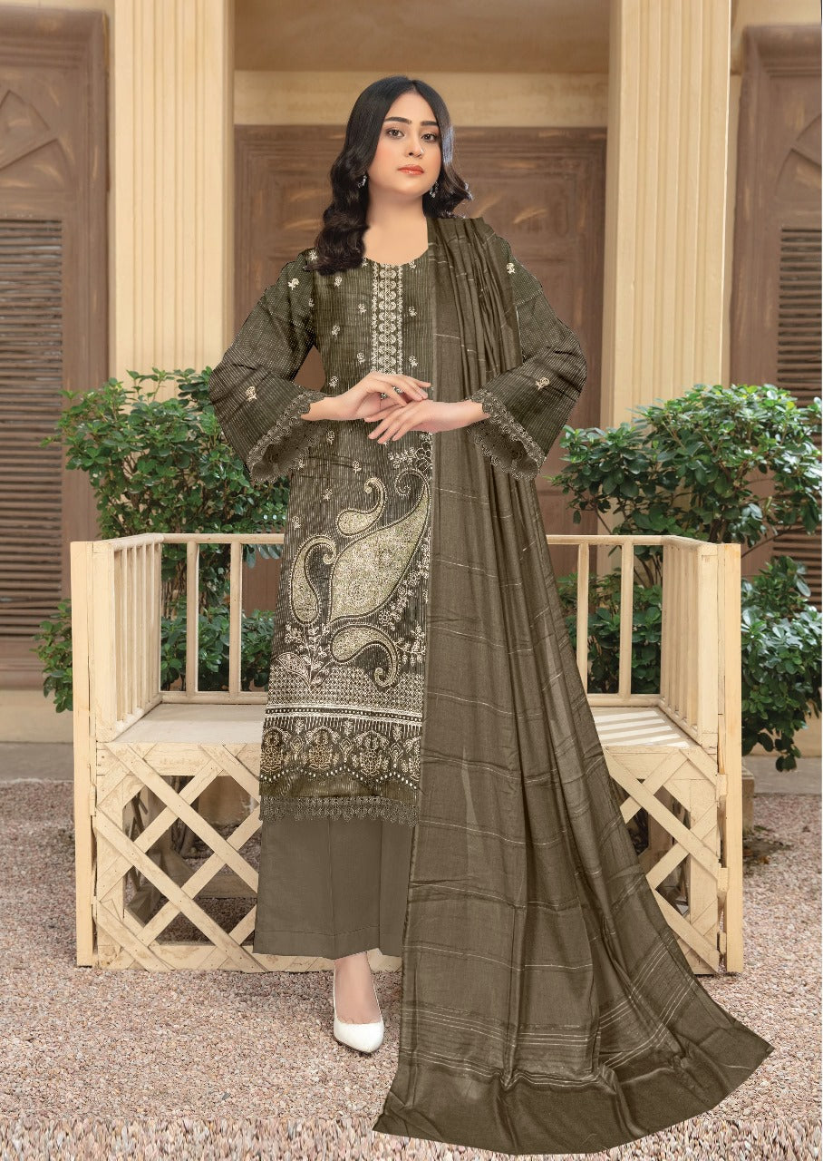 Gulpashi Full Embroidery lawn 3pcs