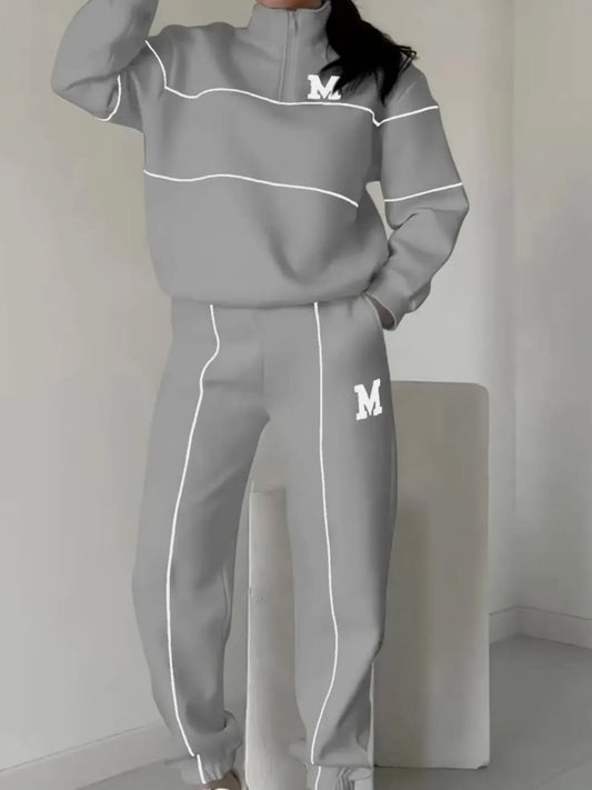 Italian half zip pullover tracksuit (Grey)