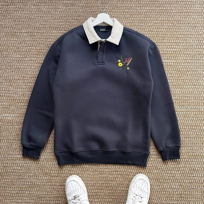 Flower sweatshirt for women- Blue