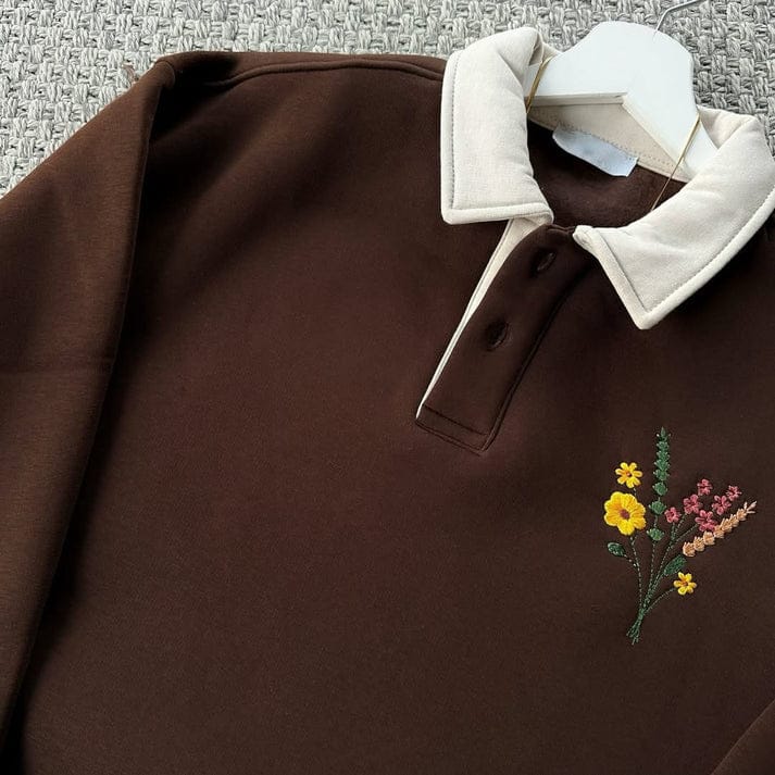 Flower sweatshirt for women- Brown