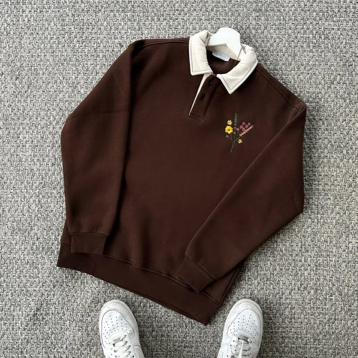 Flower sweatshirt for women- Brown