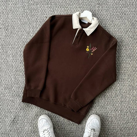 Flower sweatshirt for women- Brown