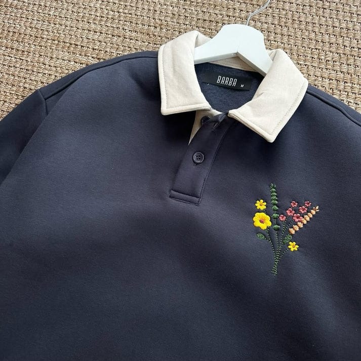 Flower sweatshirt for women- Blue