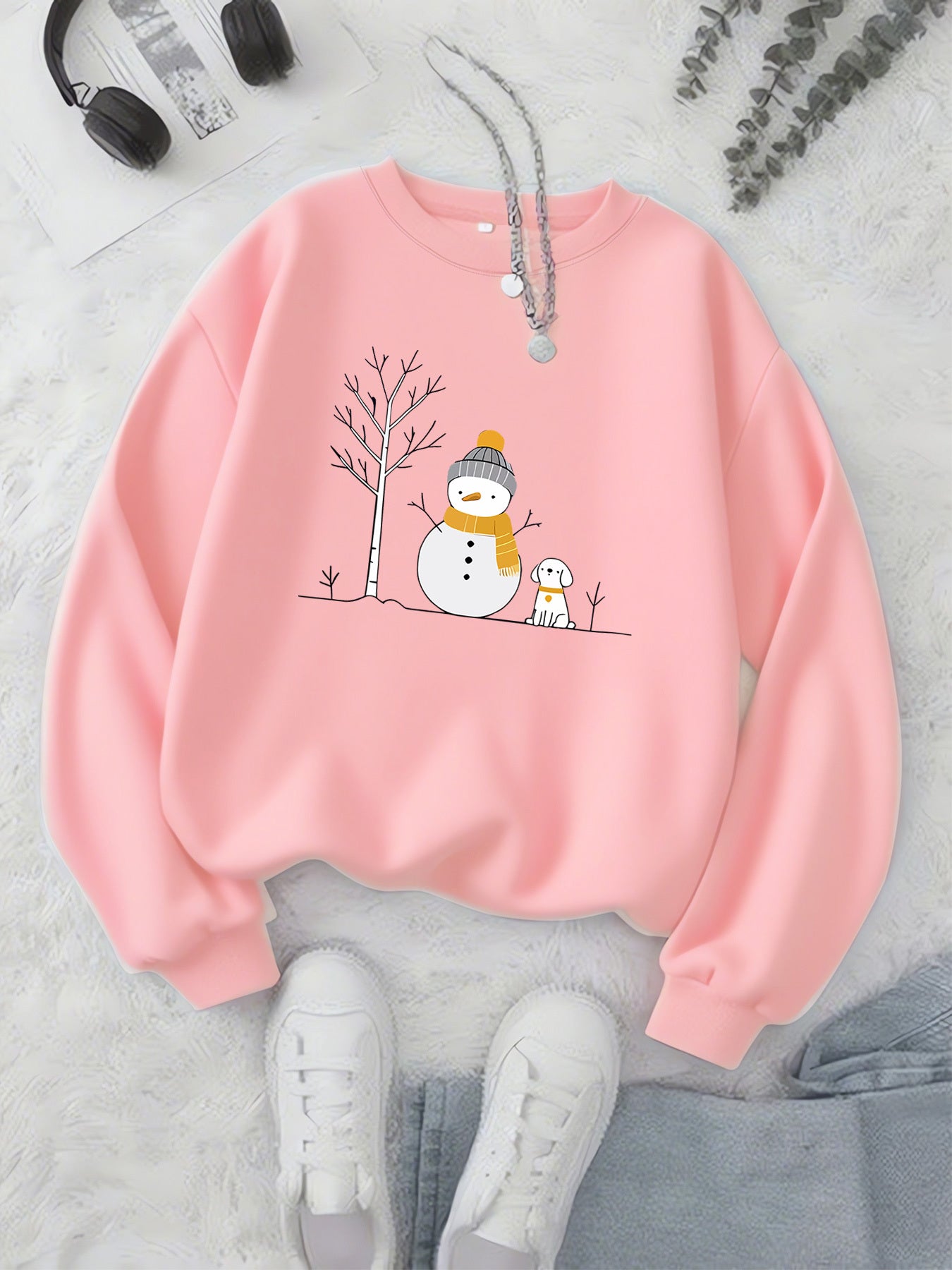 Snow bear sweatshirt for girls (Pink)