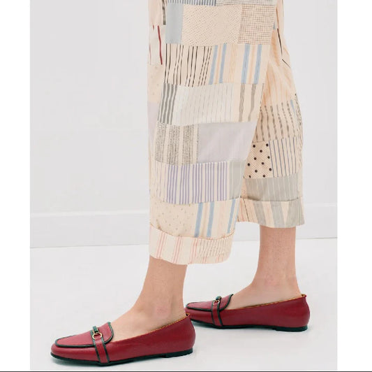 Red Classic Loafer Flats with Buckle