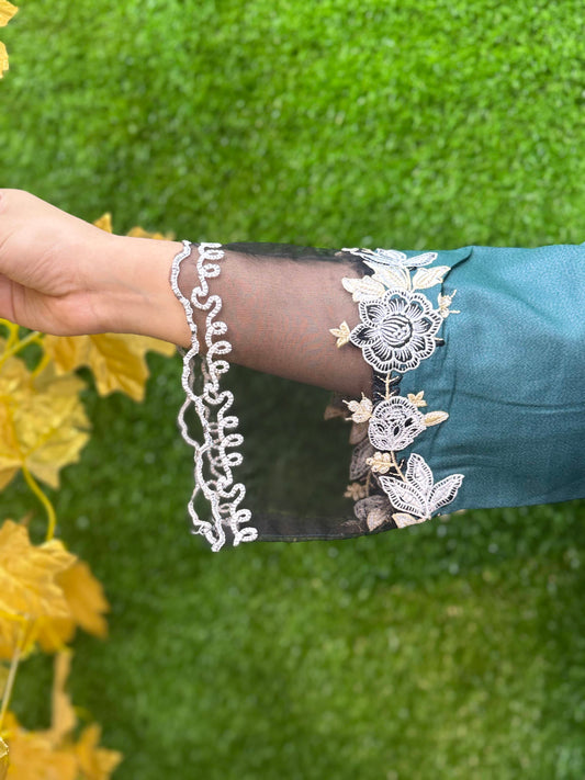 Minaar Embroidered stitched 2pcs dhanak Marina (Green 1)