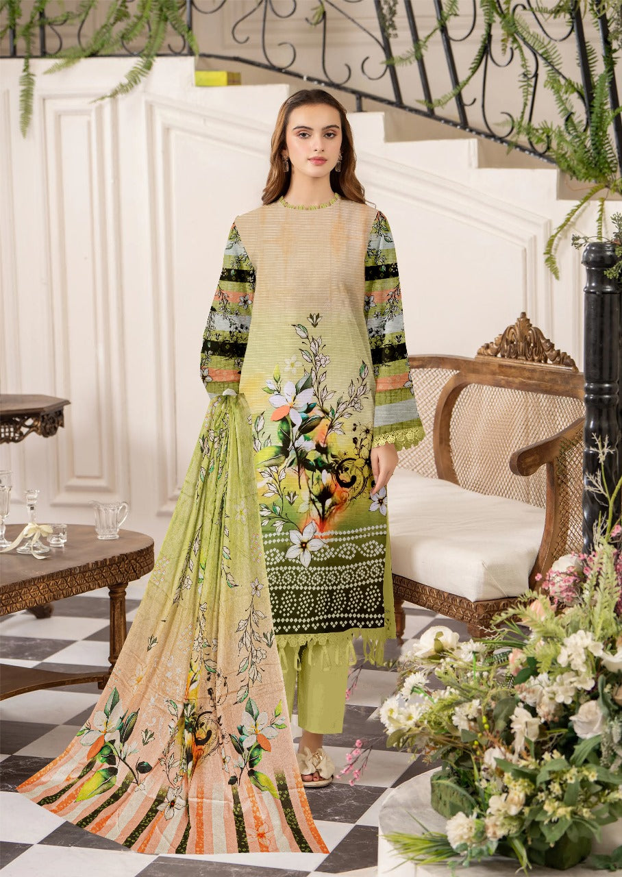 Zesh Digital printed lawn 3pcs