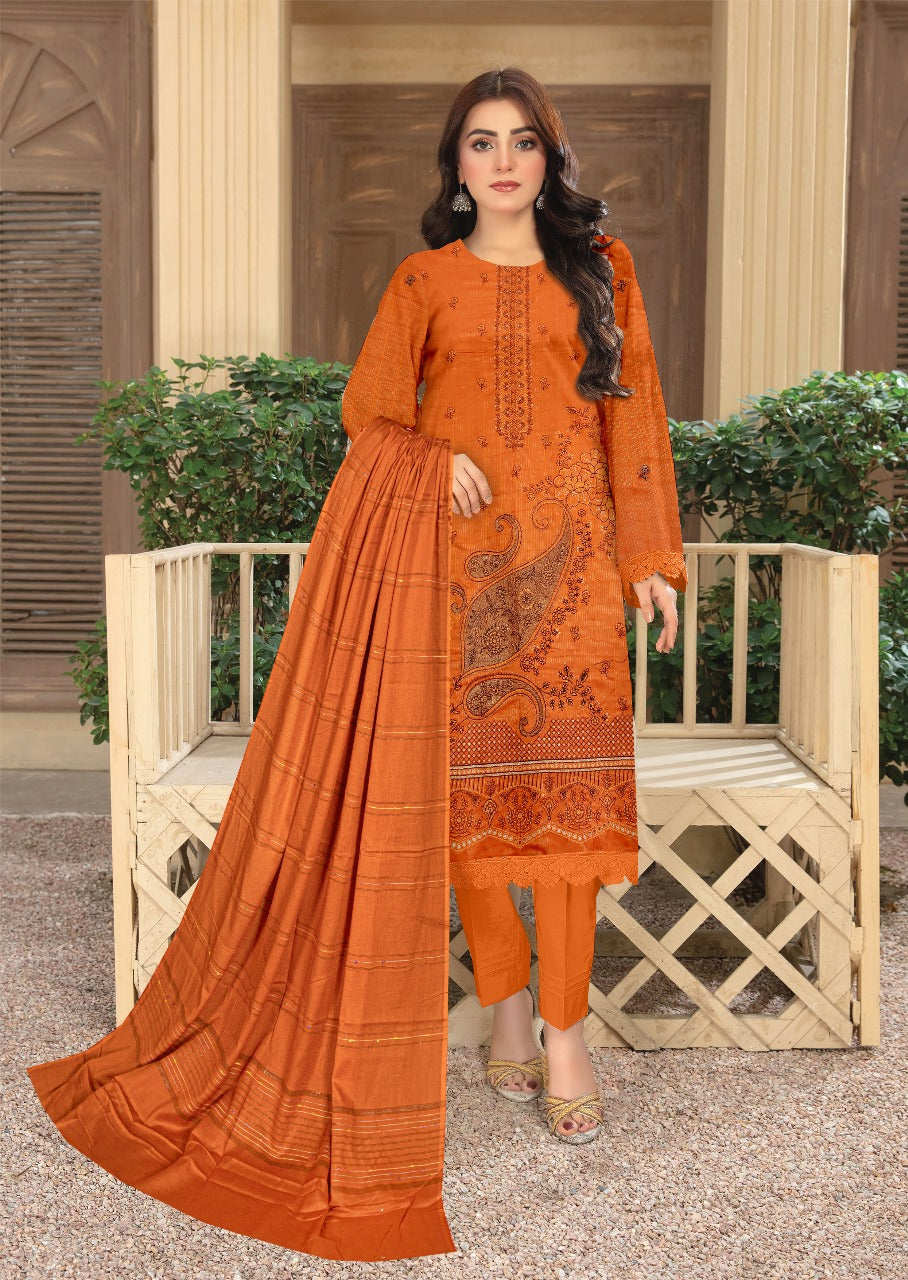 Gulpashi Full Embroidery lawn 3pcs