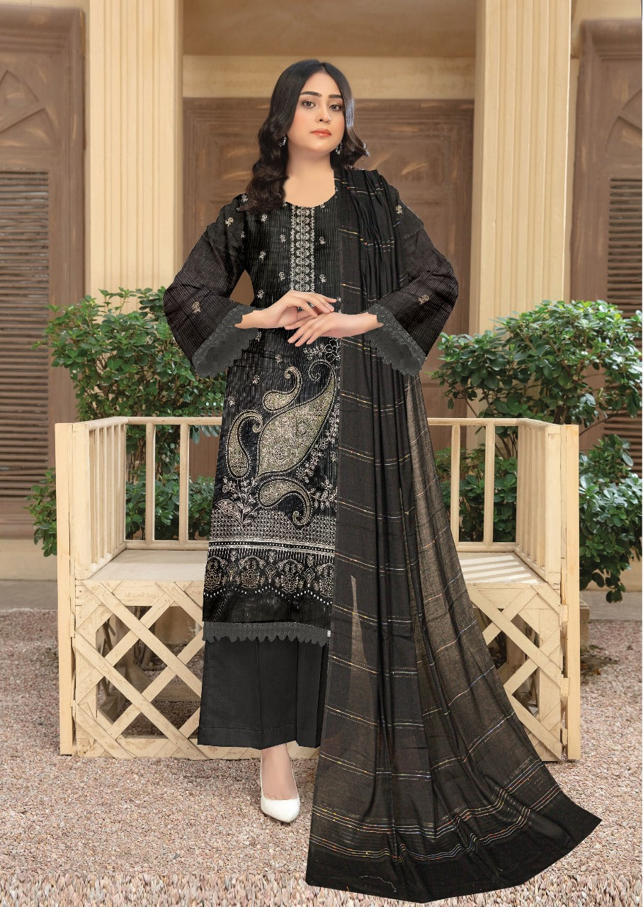 Gulpashi Full Embroidery lawn 3pcs