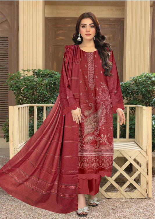 Gulpashi Full Embroidery lawn 3pcs