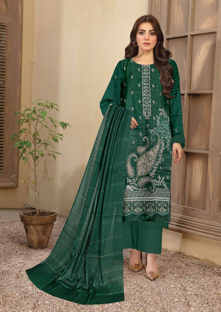 Gulpashi Full Embroidery lawn 3pcs