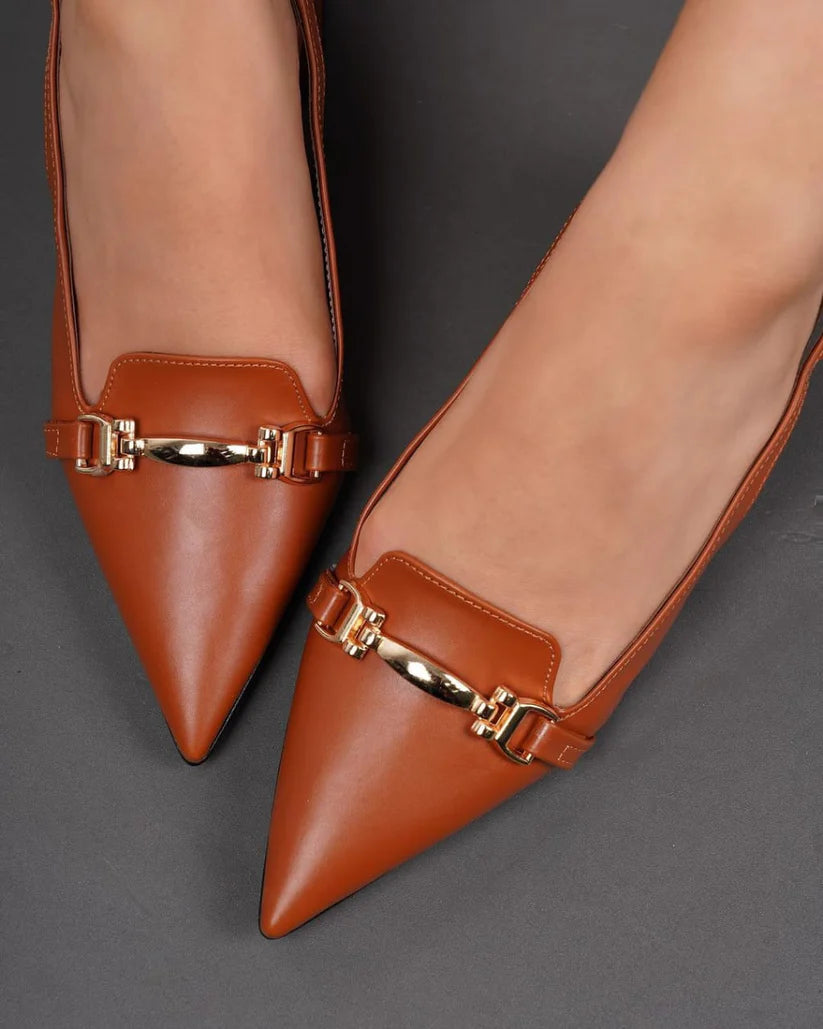 Chain Style Heel-Brown