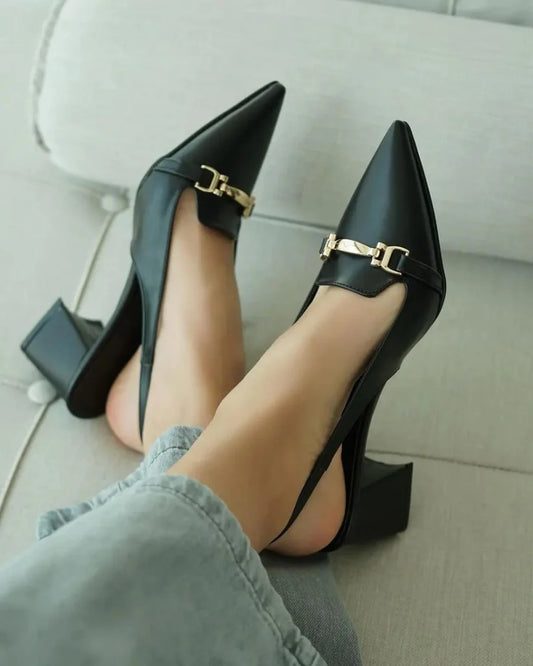 Chain Style Heel-Black