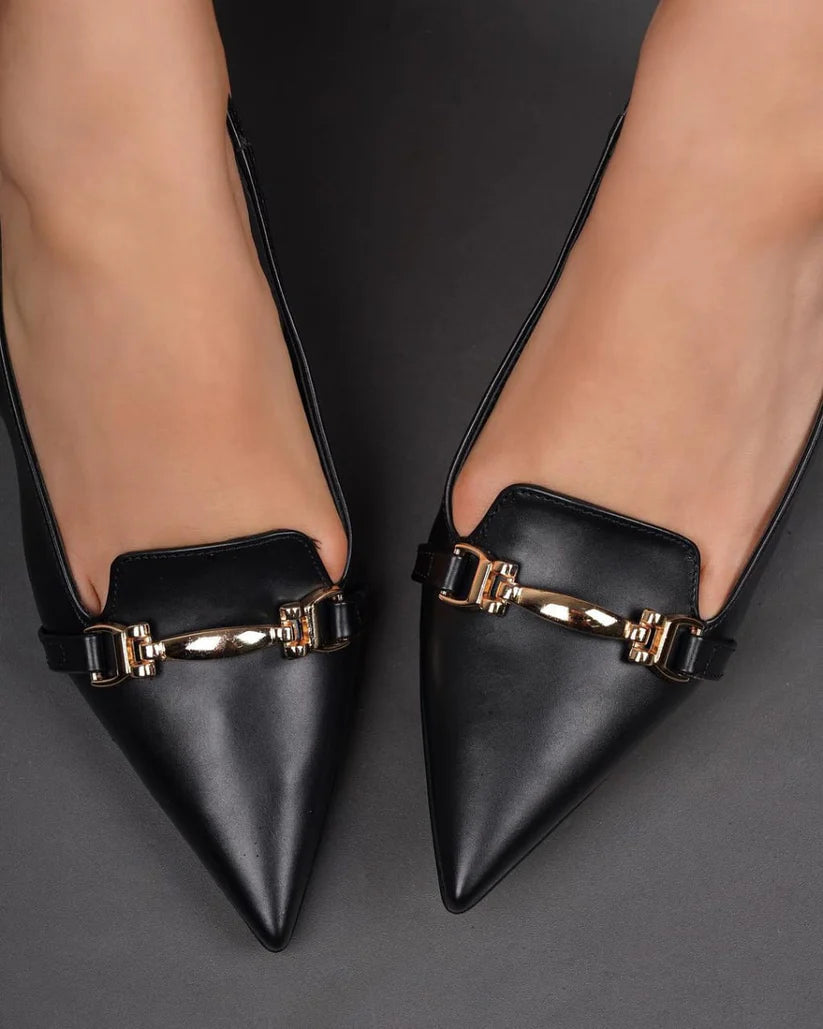Chain Style Heel-Black