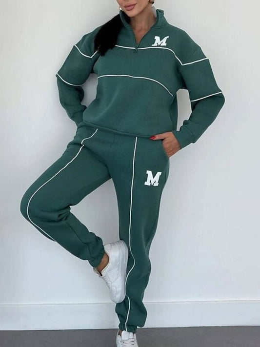 Italian half zip pullover tracksuit (Green)
