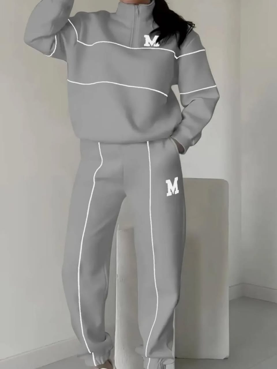 Italian half zip pullover tracksuit (Grey)