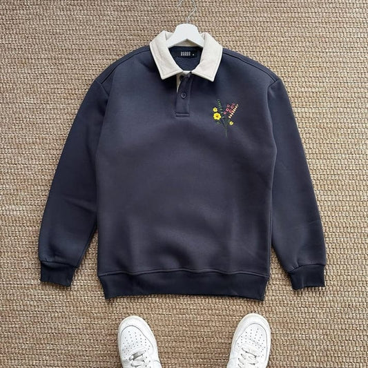 Flower sweatshirt for women- Blue