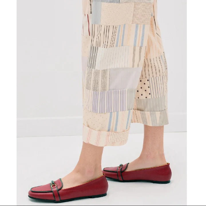 Red Classic Loafer Flats with Buckle