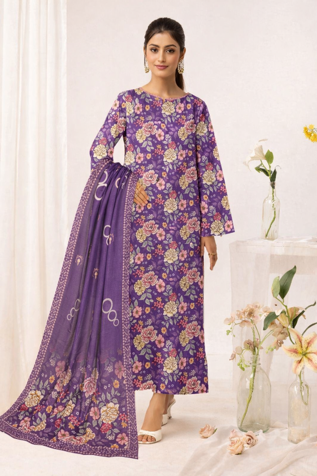 Baroque Digital printed khaddar 3pcs