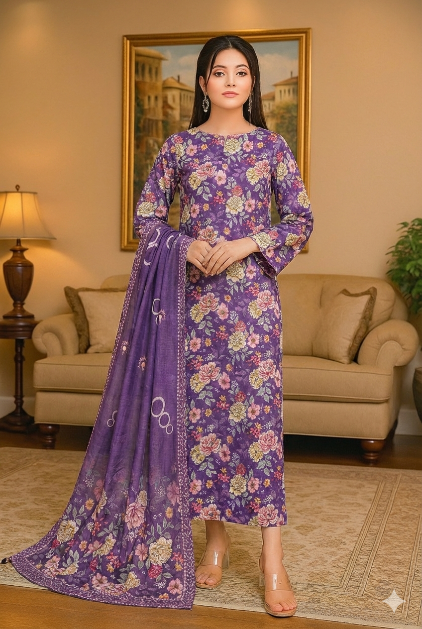 Baroque Digital printed khaddar 3pcs