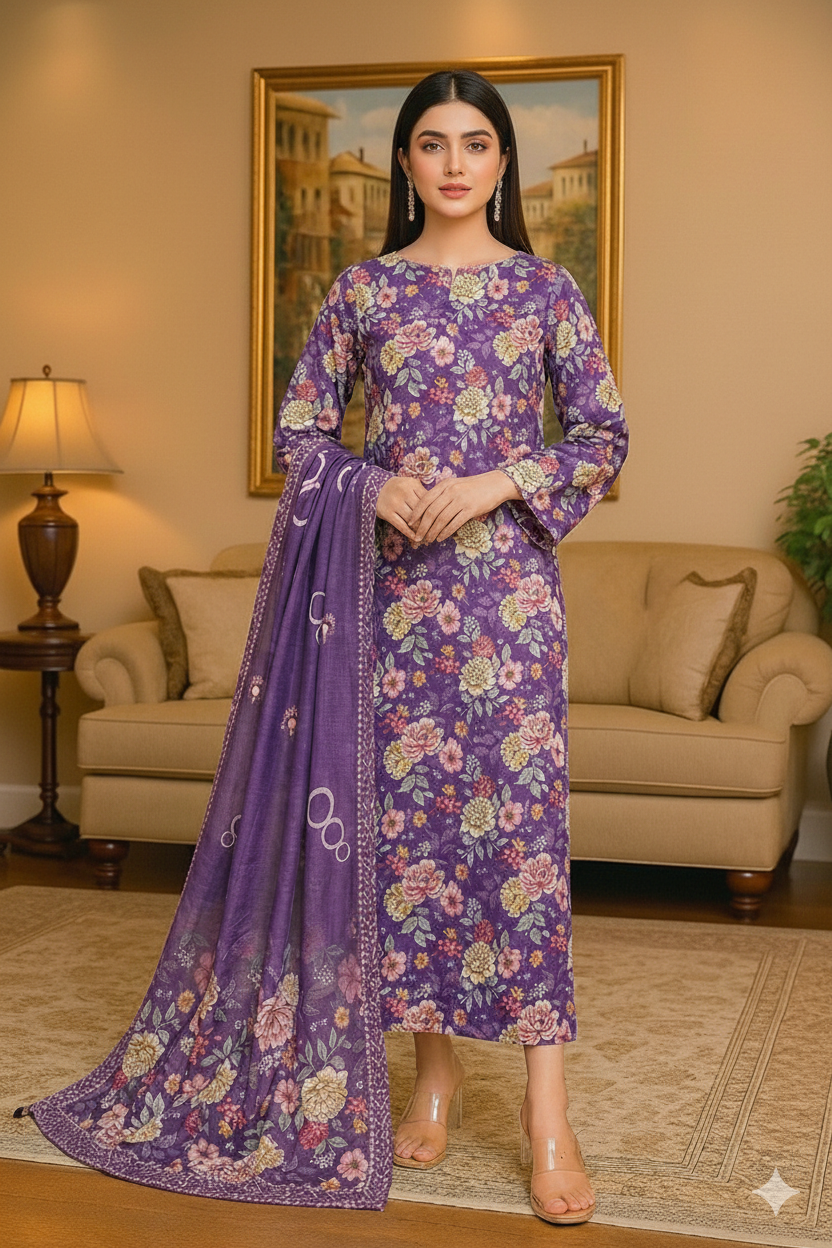 Baroque Digital printed khaddar 3pcs